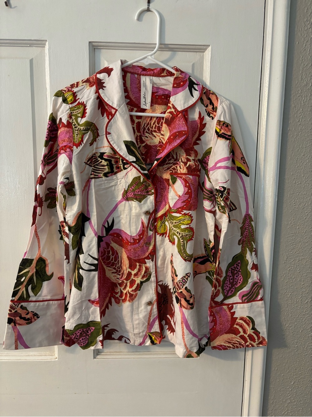 Raphaelle Balme Anthropologie Floral Pajama Set Button Collared Long Sleeve S
